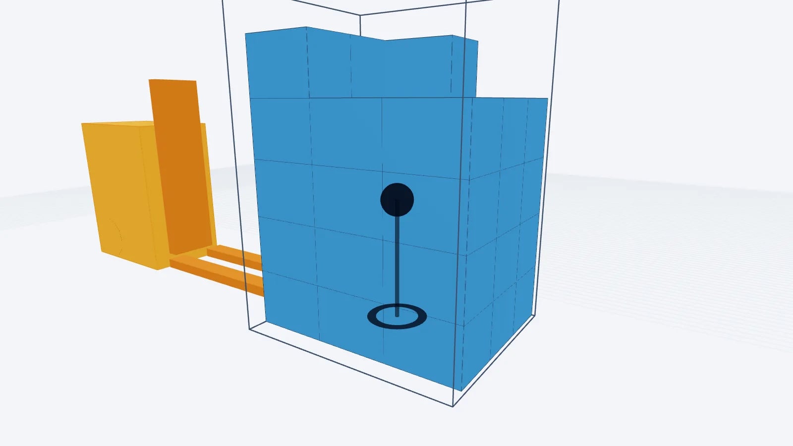 3D plan of cartons stacked in even layers on a 48×40 pallet