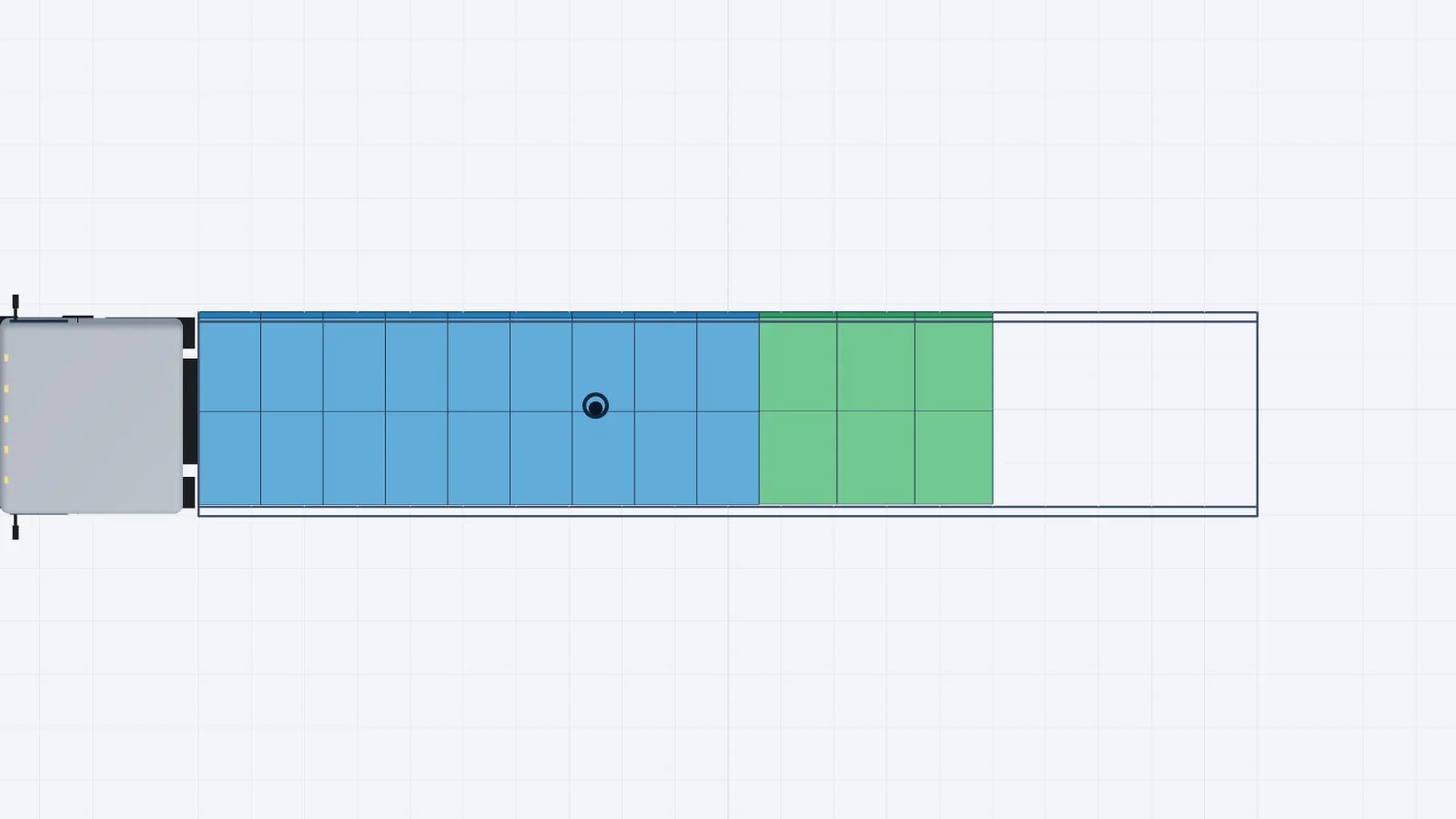 Top view load plan of Euro and industrial pallets in a mega trailer