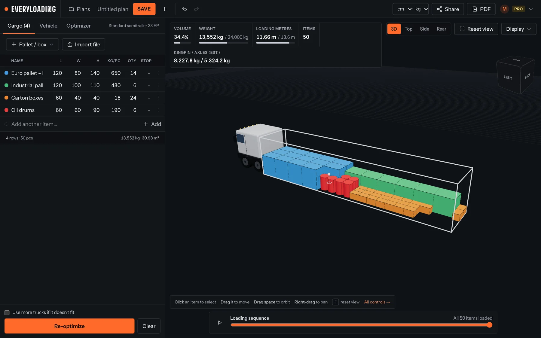 The EveryLoading planner with a loaded semitrailer